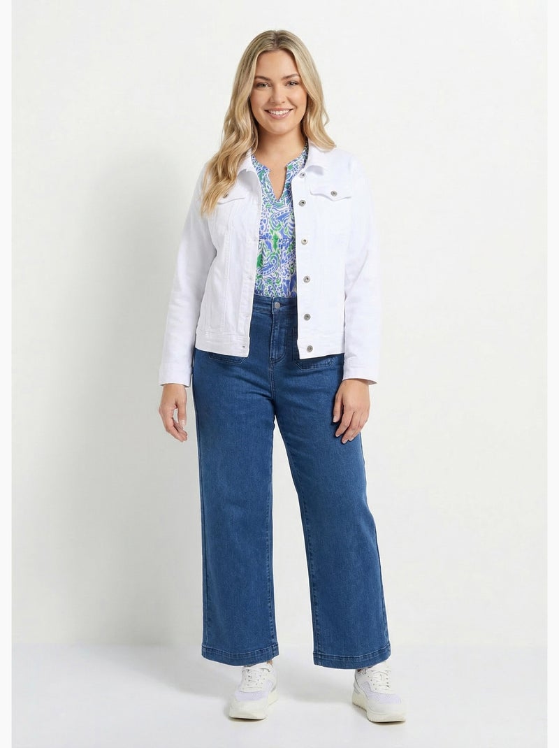 Veste en jean coupe droite stretch - afibel Blanc - Kiabi