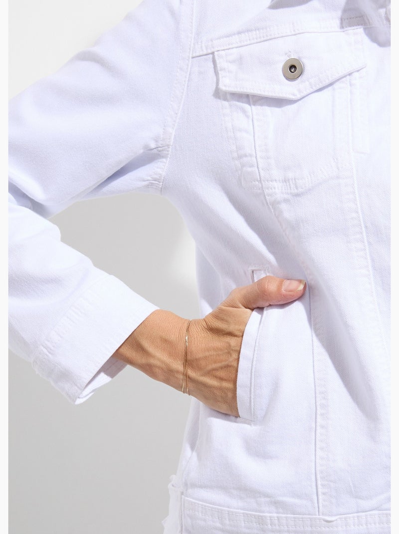 Veste en jean coupe droite stretch - afibel Blanc - Kiabi