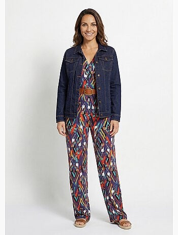Veste en jean coupe droite stretch - afibel