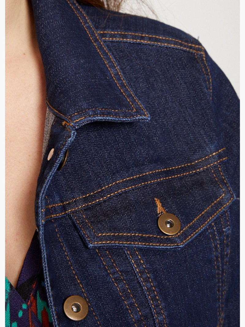 Veste en jean coupe droite stretch - afibel Bleu - Kiabi