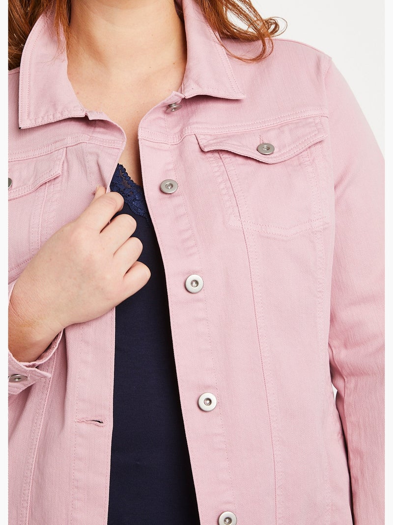 Veste en jean coupe droite stretch - afibel Rose - Kiabi