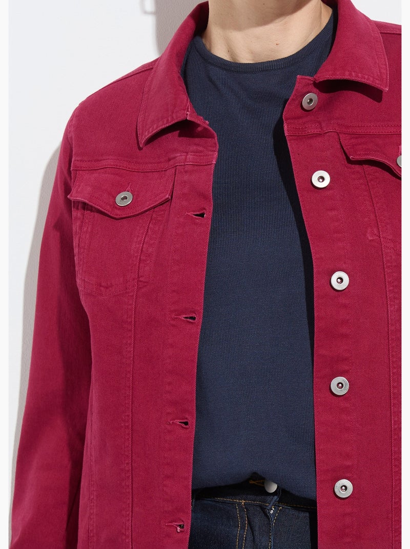 Veste en jean coupe droite stretch - afibel Rouge grenat - Kiabi