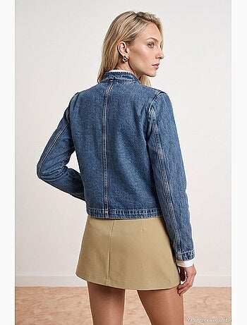 Veste en jean courte à boutons dorés dilvin