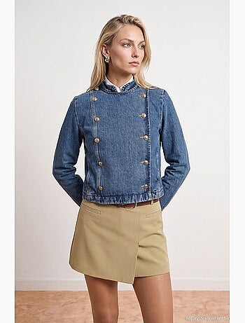 Veste en jean courte à boutons dorés dilvin