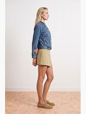 Veste en jean courte à boutons dorés dilvin