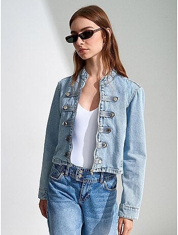 Veste en jean courte à col mandarin dilvin