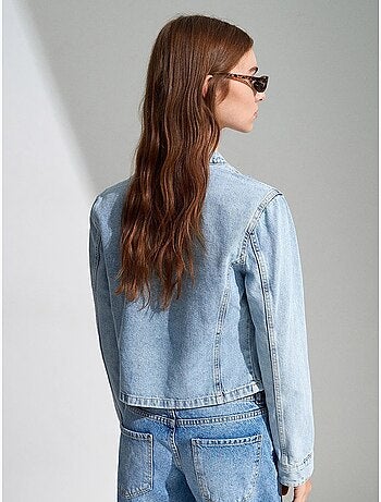 Veste en jean courte à col mandarin dilvin