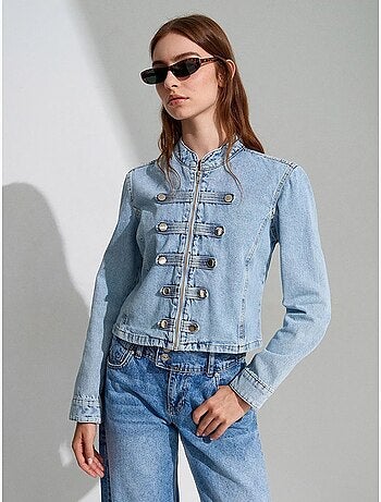 Veste en jean courte à col mandarin dilvin