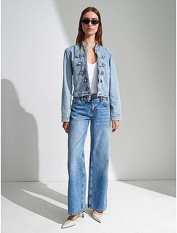 Veste en jean courte à col mandarin dilvin
