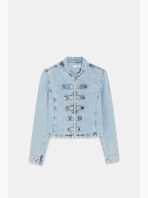 Veste en jean courte à col mandarin dilvin - Kiabi Veste en jean courte à col mandarin dilvin - Kiabi