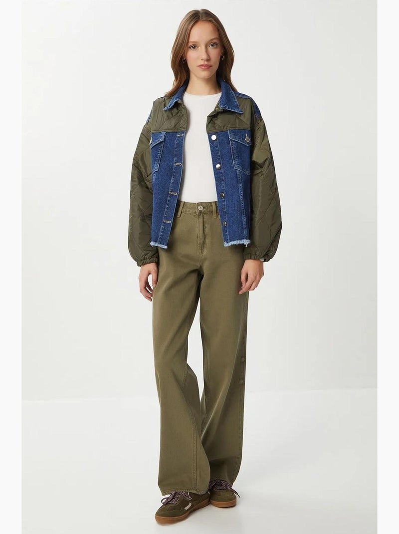 Veste en jean courte boutonnée istanbul Vert - Kiabi
