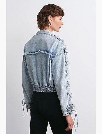 Veste en jean courte col chemise dilvin
