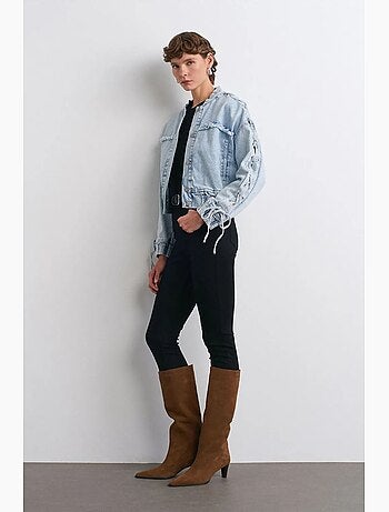 Veste en jean courte col chemise dilvin