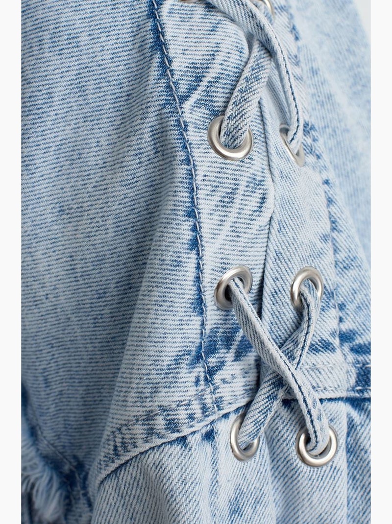 Veste en jean courte col chemise dilvin Bleu clair - Kiabi