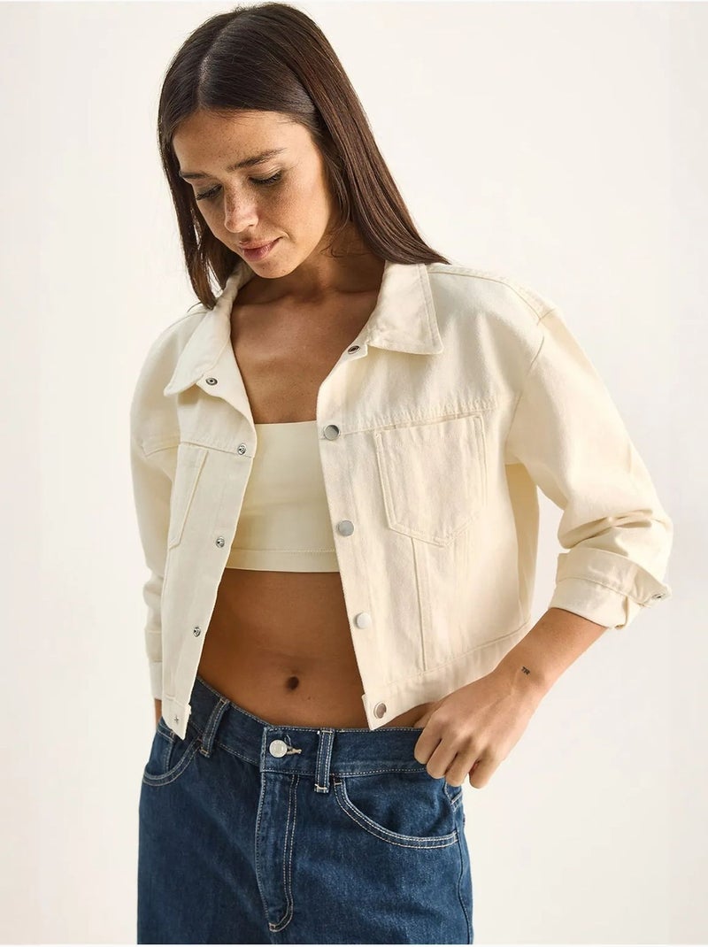 Veste en jean courte femme lucci Crème - Kiabi