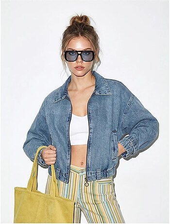 Veste en jean courte oversize femme lucci