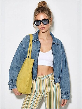 Veste en jean courte oversize femme lucci