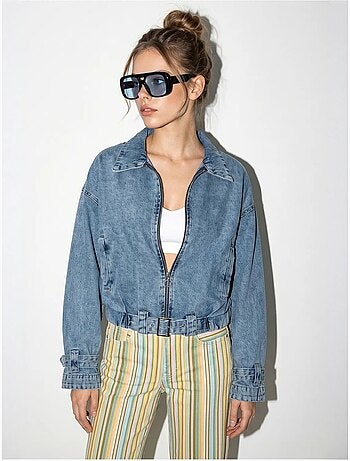 Veste en jean courte oversize femme lucci
