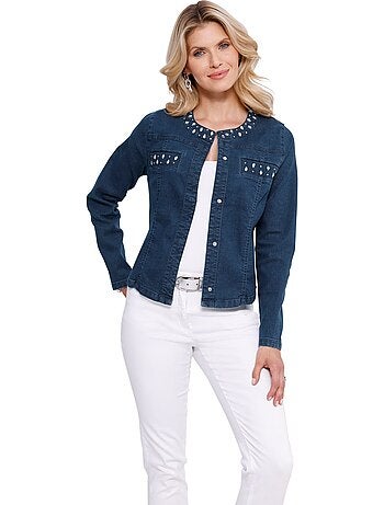 Veste En Jean Denim Doux - Taille Standard - Moda Vilona