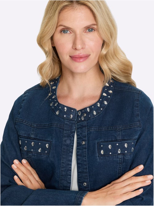 Veste En Jean Denim Doux - Taille Standard - Moda Vilona - Kiabi Veste En Jean Denim Doux - Taille Standard - Moda Vilona - Kiabi