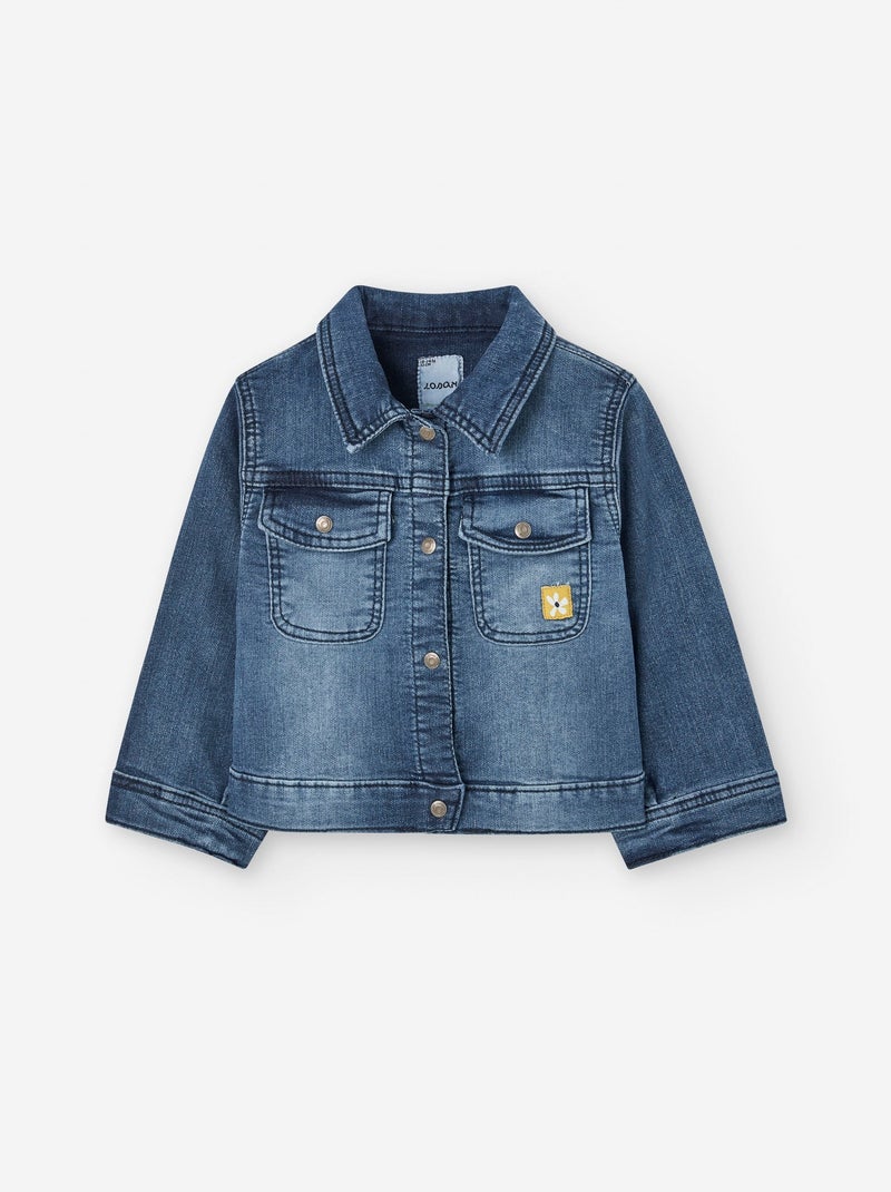 Veste en Jean Détail Fleur Bleu - Kiabi