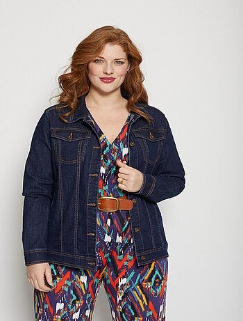 Veste en jean droite boutonnée