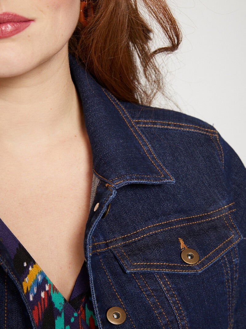 Veste en jean droite boutonnée Bleu - Kiabi