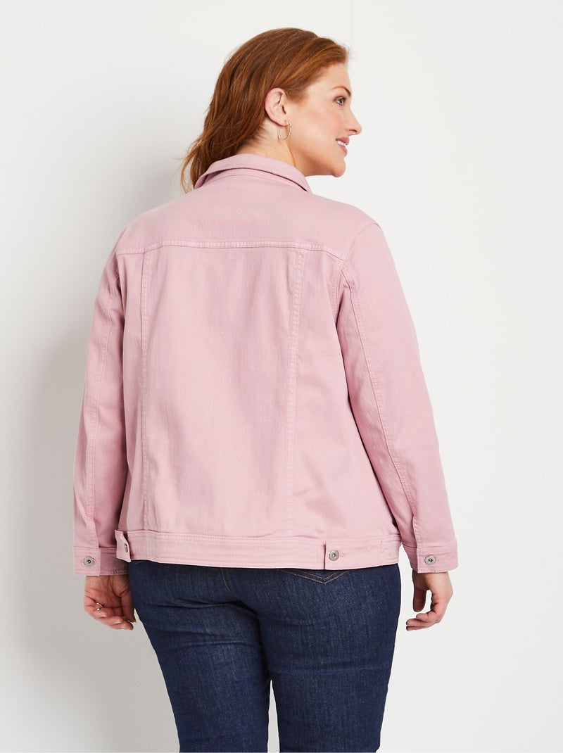 Veste en jean droite boutonnée Rose - Kiabi
