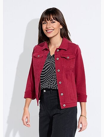Veste en jean droite boutonnée