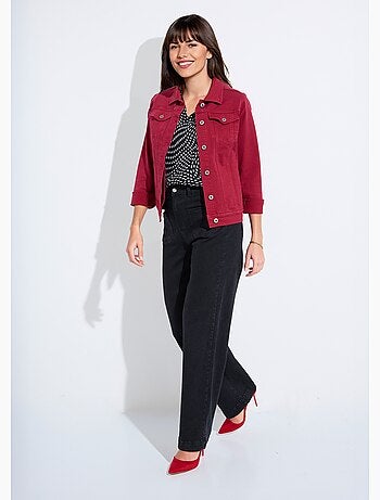 Veste en jean droite boutonnée