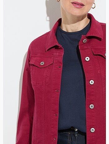 Veste en jean droite boutonnée