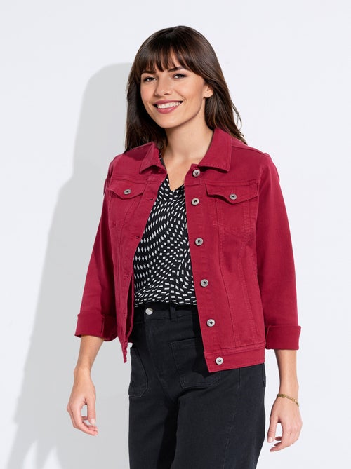 Veste en jean droite boutonnée - Kiabi