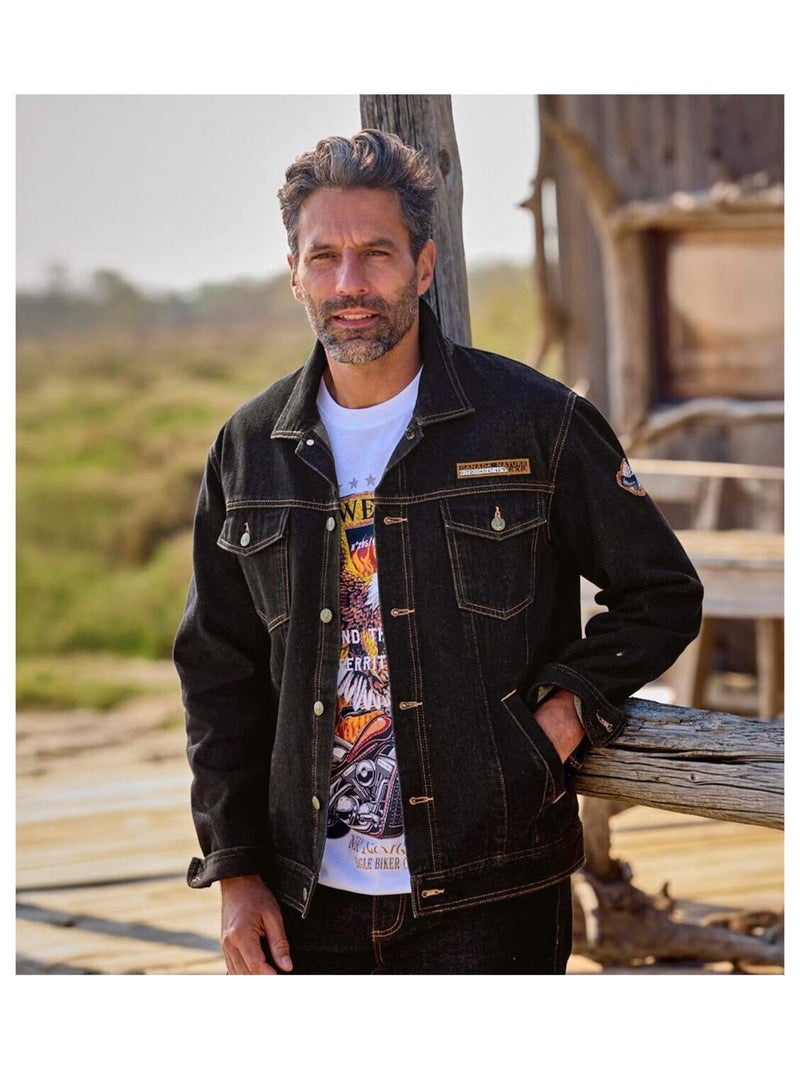Veste en Jean Eagle Canyon   - ATLAS FOR MEN Noir - Kiabi