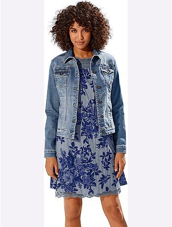 Veste En Jean Effet Délavé Et Usé - Taille Standard - Helline