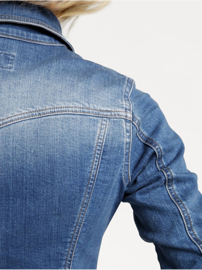 Veste En Jean Effet Délavé Et Usé - Taille Standard - Helline Bleu denim - Kiabi