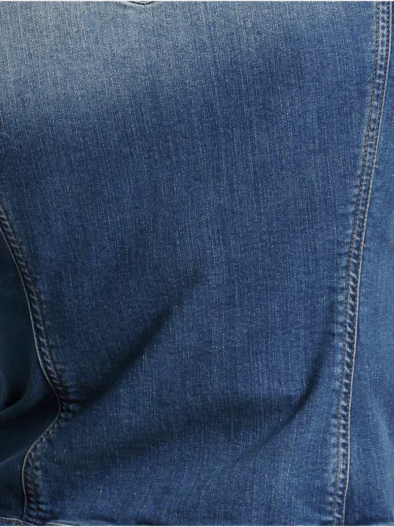 Veste En Jean Effet Délavé Et Usé - Taille Standard - Helline Bleu denim - Kiabi