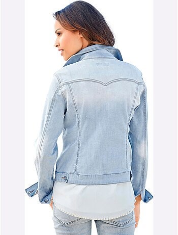 Veste En Jean Effet Délavé Et Usé - Taille Standard - Helline