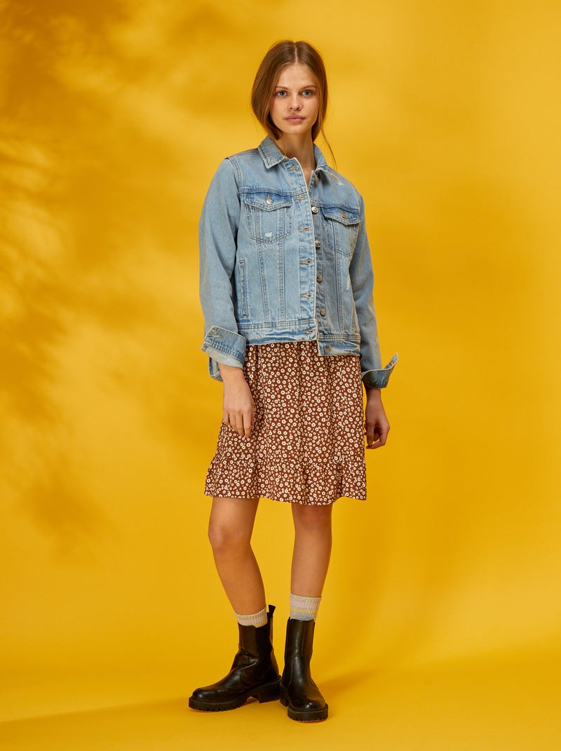 Veste en jean effet destroy Bleu - Kiabi