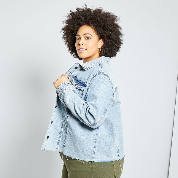  Veste  en jean  finition  cru Grande taille  femme bleu 