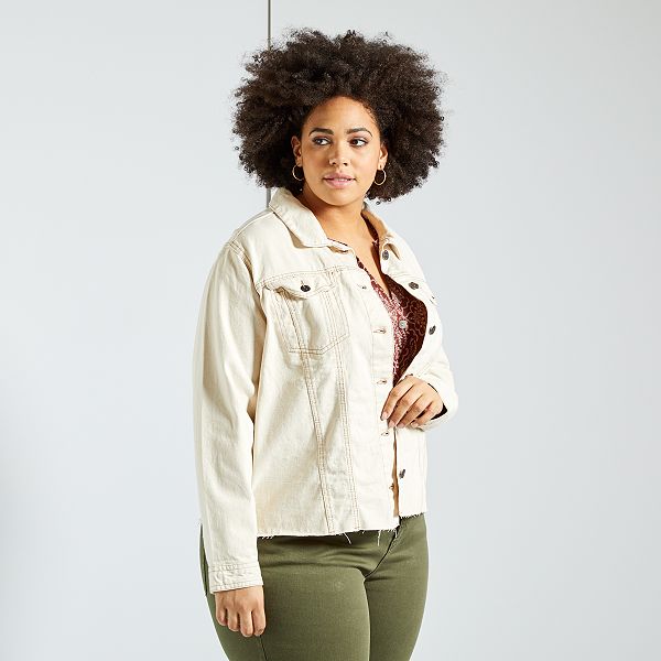 Veste en jean finition ?� cru Grande taille femme - ?�cru - Kiabi - 7,50�?�
