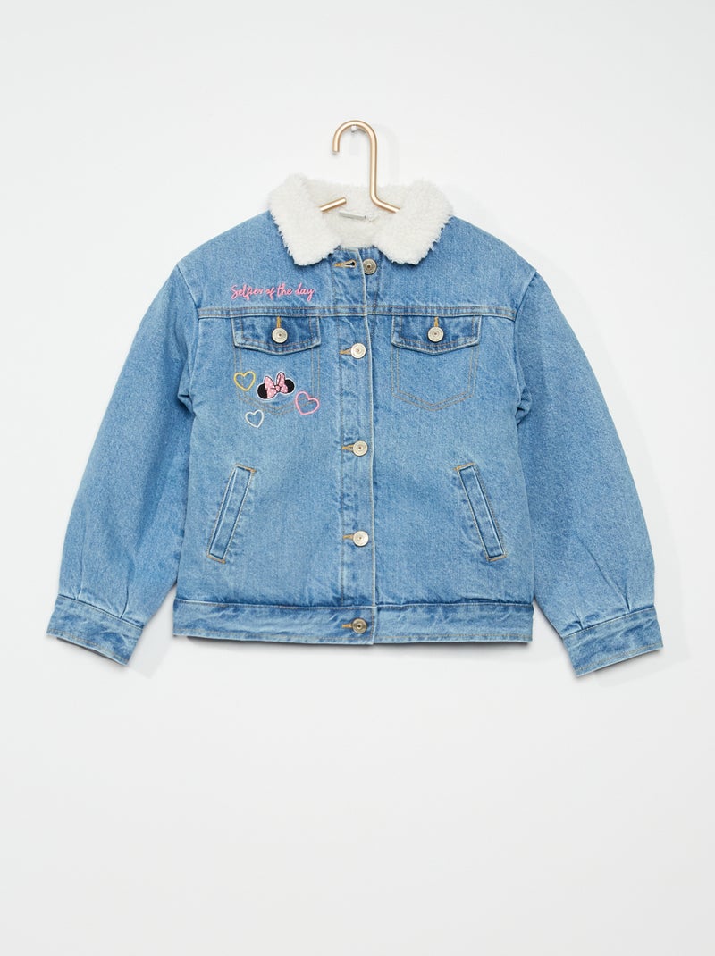 Veste en jean fourrée et brodée 'Minnie' Bleu - Kiabi