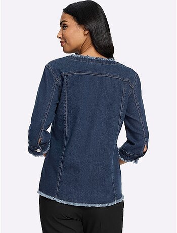 Veste En Jean Manches 3/4 Mode - Taille Standard - Moda Vilona