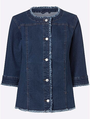 Veste En Jean Manches 3/4 Mode - Taille Standard - Moda Vilona