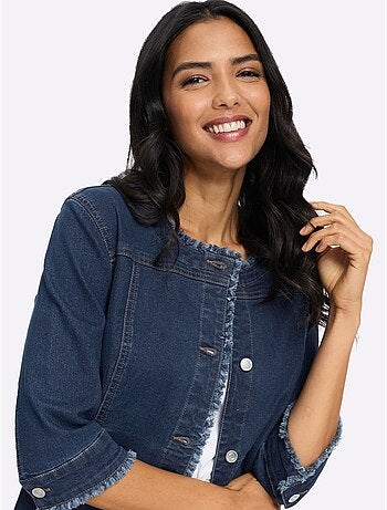 Veste En Jean Manches 3/4 Mode - Taille Standard - Moda Vilona