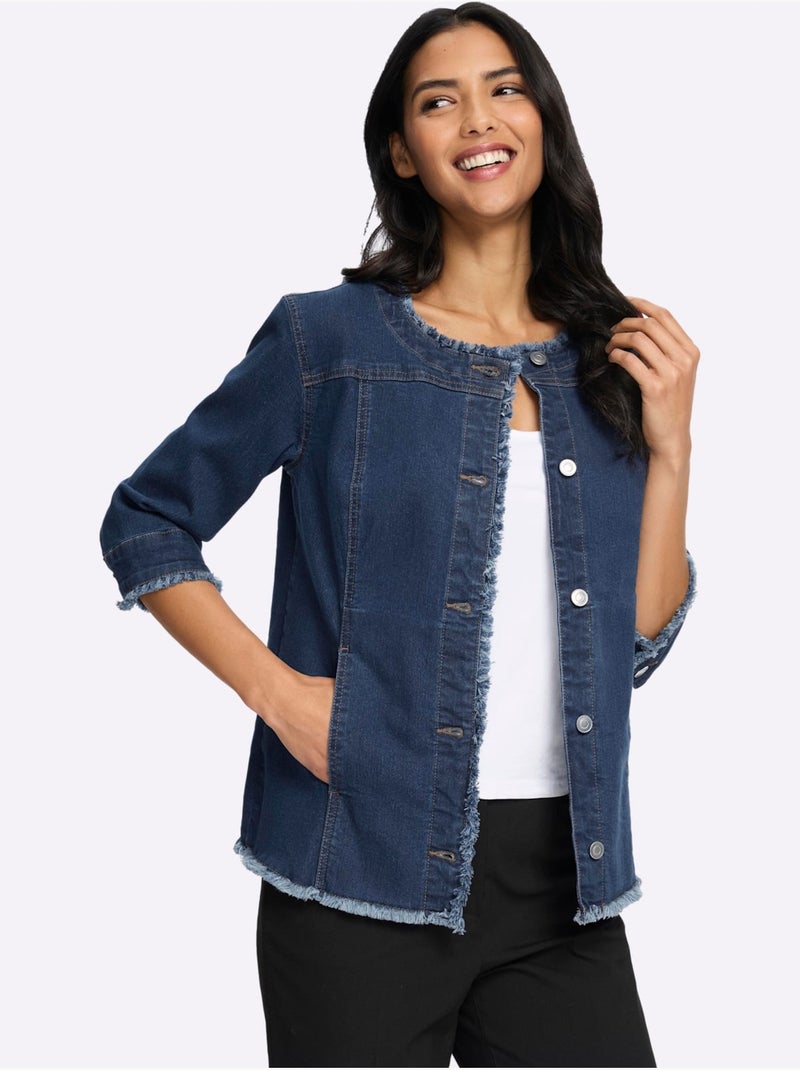 Veste En Jean Manches 3/4 Mode - Taille Standard - Moda Vilona Bleu jean - Kiabi