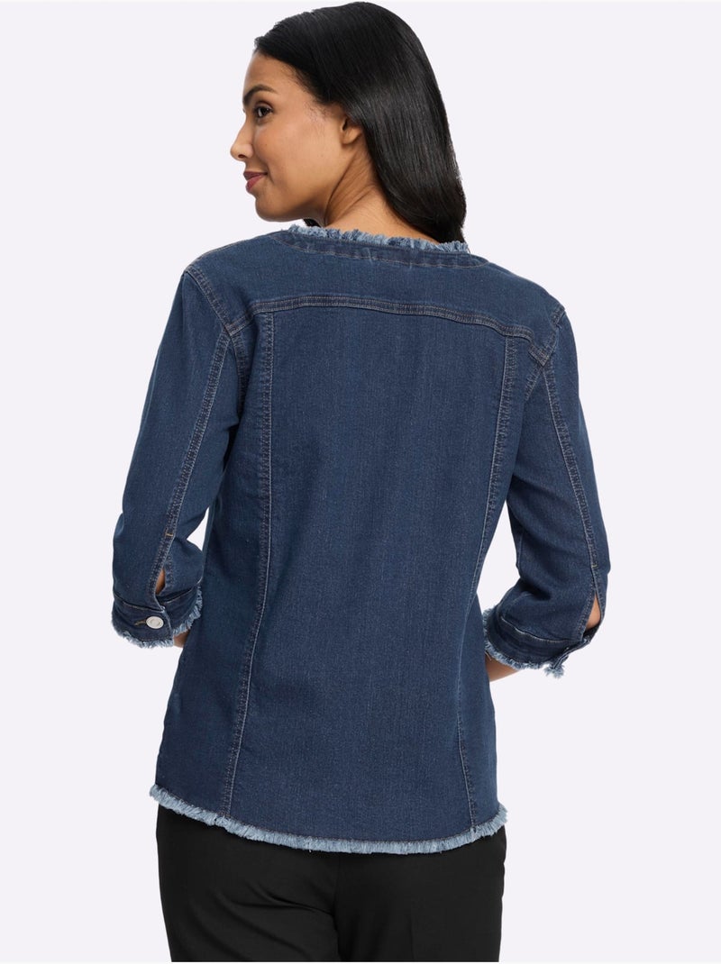 Veste En Jean Manches 3/4 Mode - Taille Standard - Moda Vilona Bleu jean - Kiabi
