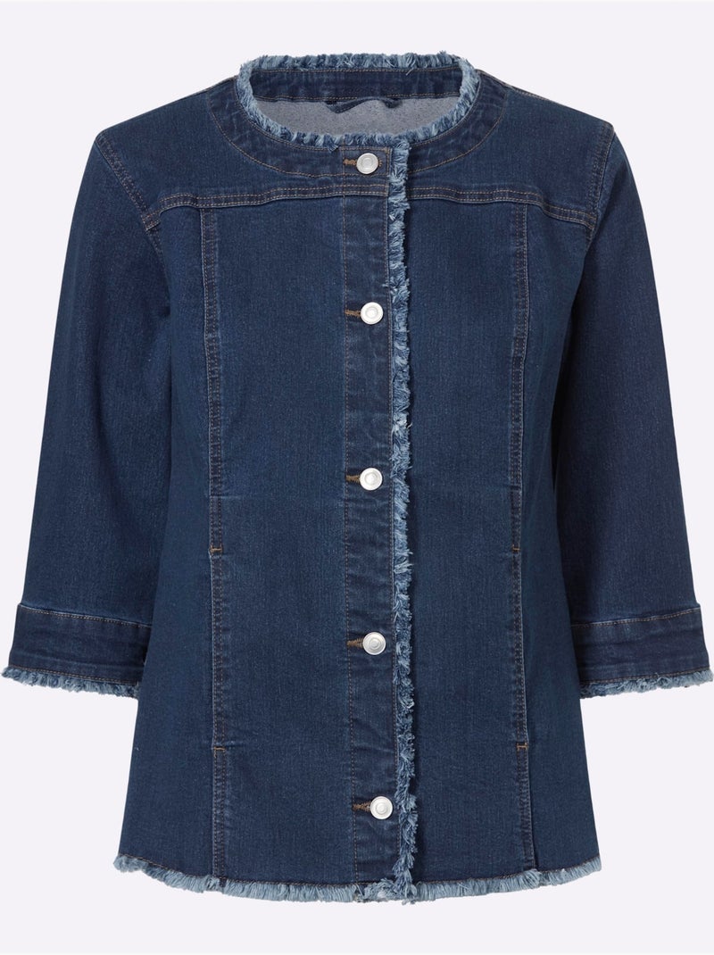 Veste En Jean Manches 3/4 Mode - Taille Standard - Moda Vilona Bleu jean - Kiabi
