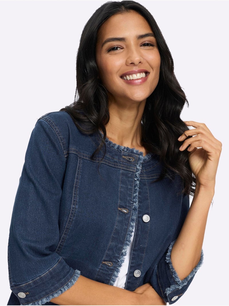Veste En Jean Manches 3/4 Mode - Taille Standard - Moda Vilona Bleu jean - Kiabi