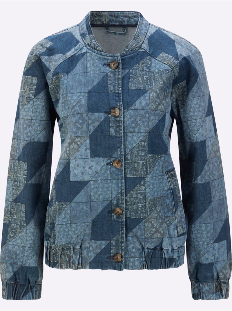 Veste En Jean Manches Et Ourlet élastiqués - Taille Standard - Witt Bleu jean - Kiabi
