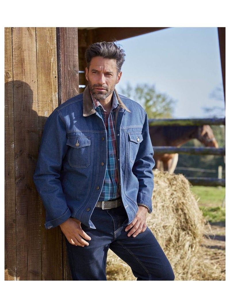 Veste en Jean Matelassée Western   - ATLAS FOR MEN Bleu foncé - Kiabi